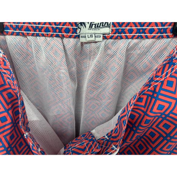 Trunk Mens Boardshorts Size Large Red Blue All Over Print Swim Trunks Surf Beach - Picture 4 of 4